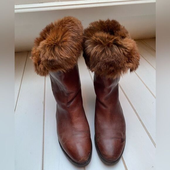 Vintage Leather/wool/fur Boots - Picture 1 of 6